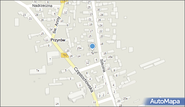 Przyrów, Szkolna, 7a, mapa Przyrów