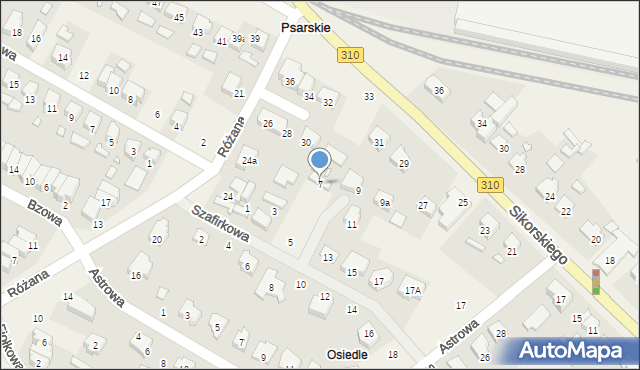 Psarskie, Szafirkowa, 7, mapa Psarskie