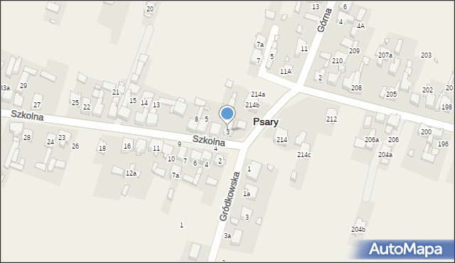 Psary, Szkolna, 3, mapa Psary