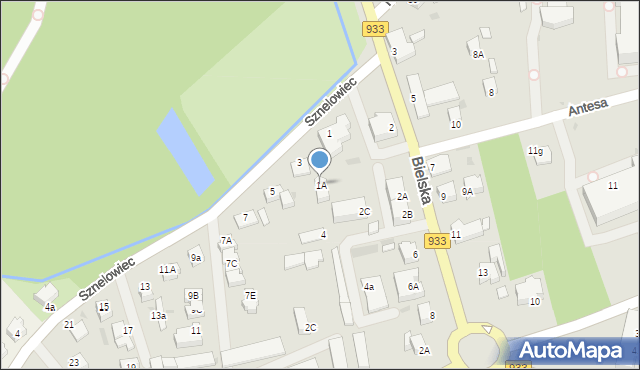 Pszczyna, Sznelowiec, 1A, mapa Pszczyny