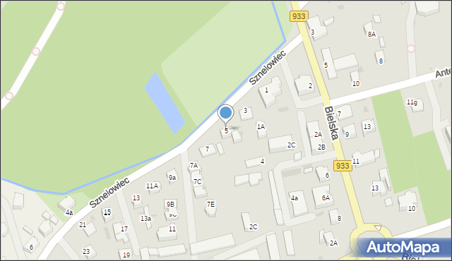 Pszczyna, Sznelowiec, 5, mapa Pszczyny