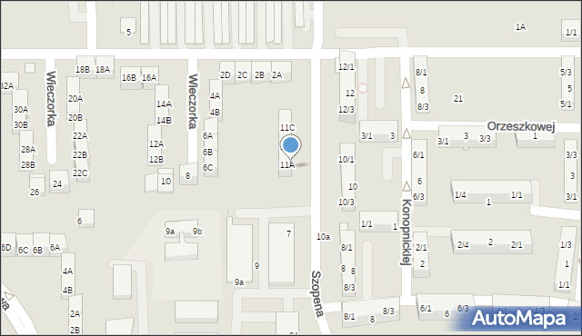 Pyskowice, Szopena Boczna, 11/A, mapa Pyskowice