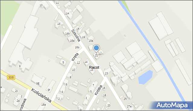 Racot, Szkolna, 21, mapa Racot