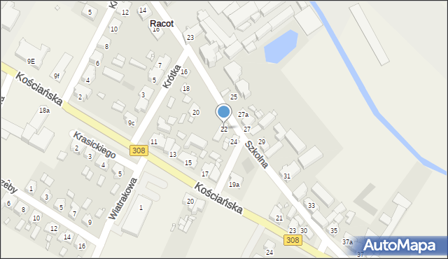 Racot, Szkolna, 22, mapa Racot