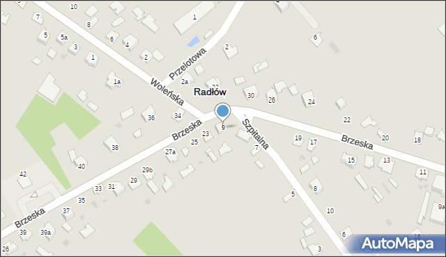 Radłów, Szpitalna, 9, mapa Radłów