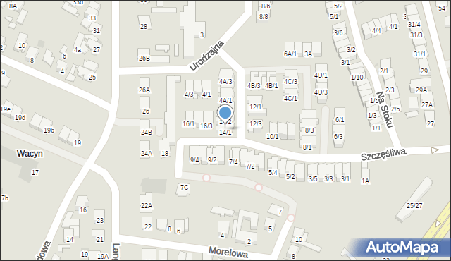 Radom, Szczęśliwa, 14/1, mapa Radomia