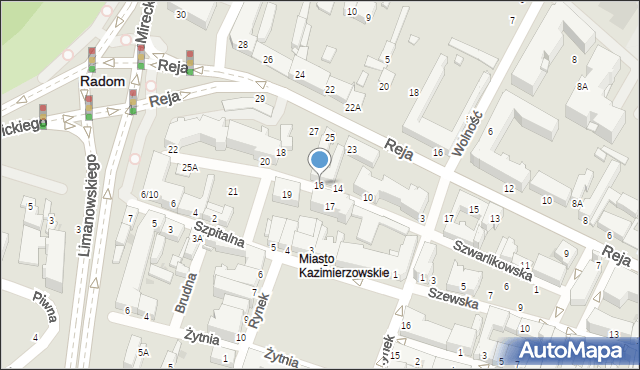 Radom, Szwarlikowska, 16, mapa Radomia