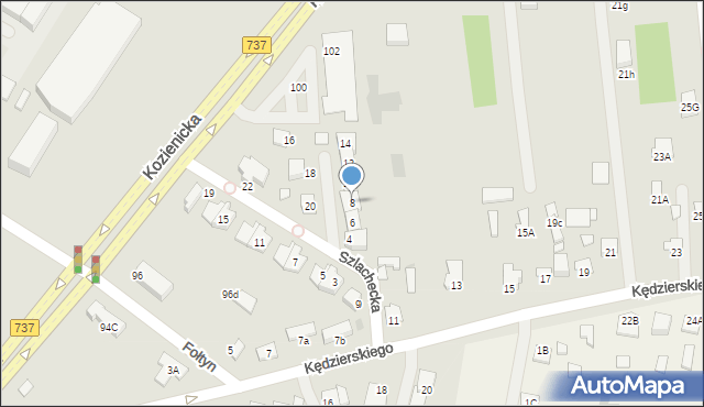 Radom, Szlachecka, 8, mapa Radomia