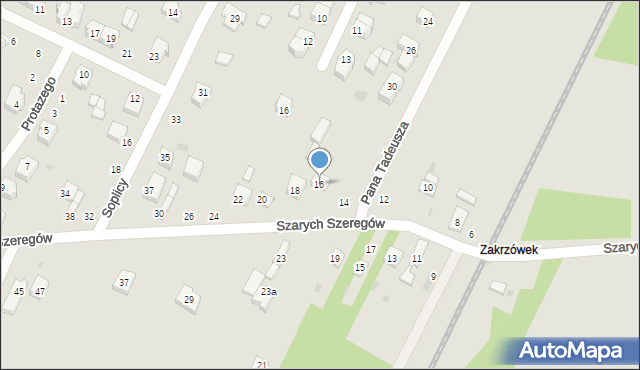 Radomsko, Szarych Szeregów, 16, mapa Radomsko