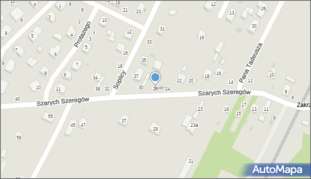 Radomsko, Szarych Szeregów, 26, mapa Radomsko