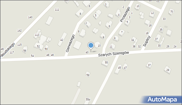 Radomsko, Szarych Szeregów, 38, mapa Radomsko