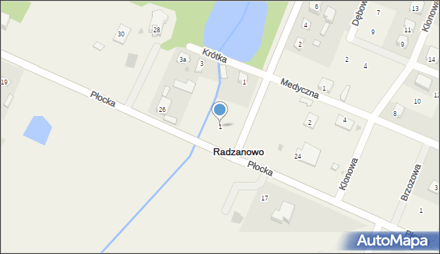 Radzanowo, Szkolna, 1, mapa Radzanowo