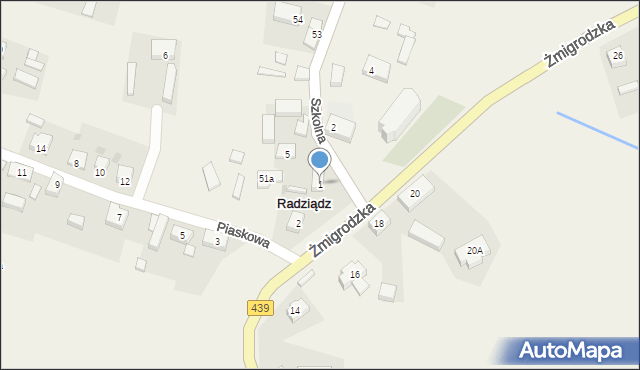 Radziądz, Szkolna, 1, mapa Radziądz