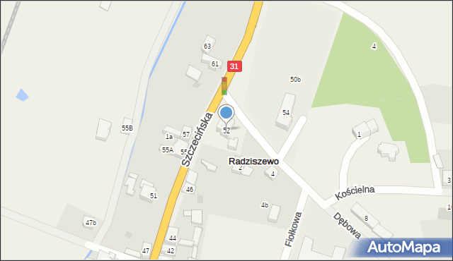 Radziszewo, Szczecińska, 52, mapa Radziszewo