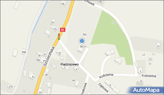 Radziszewo, Szczecińska, 54, mapa Radziszewo