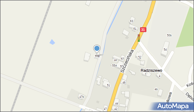 Radziszewo, Szczecińska, 55B, mapa Radziszewo