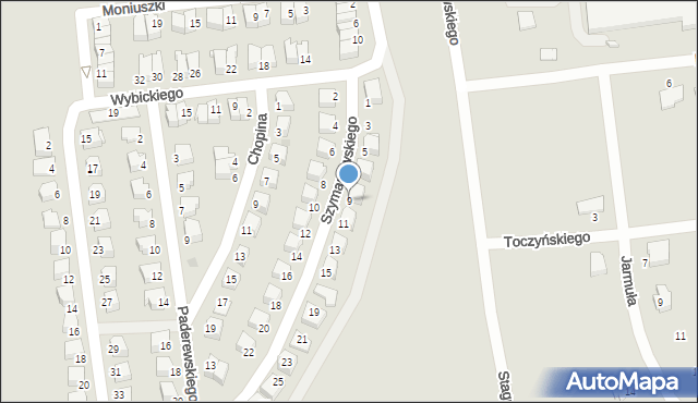 Radzyń Podlaski, Szymanowskiego, 9, mapa Radzyń Podlaski