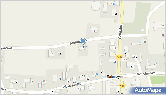 Rakoszyce, Szafranowa, 3, mapa Rakoszyce