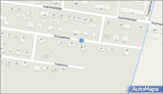 Rawicz, Szczęśliwa, 38, mapa Rawicz