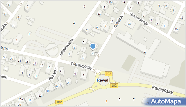 Rewal, Szkolna, 4, mapa Rewal