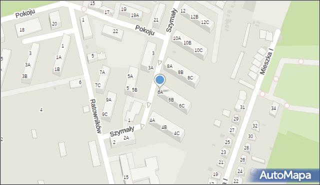 Ruda Śląska, Szymały Jana, ks., 6A, mapa Rudy Śląskiej