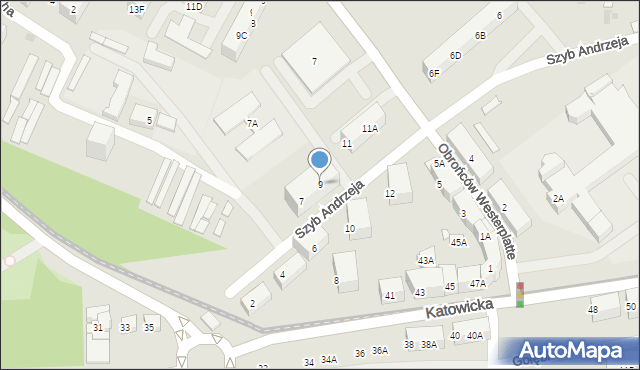 Ruda Śląska, Szyb Andrzeja, 9, mapa Rudy Śląskiej