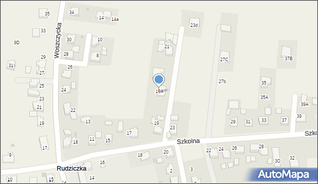 Rudziczka, Szkolna, 19A, mapa Rudziczka