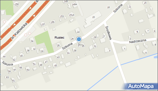 Rusiec, Szkolna, 37, mapa Rusiec