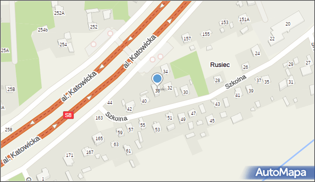 Rusiec, Szkolna, 38, mapa Rusiec