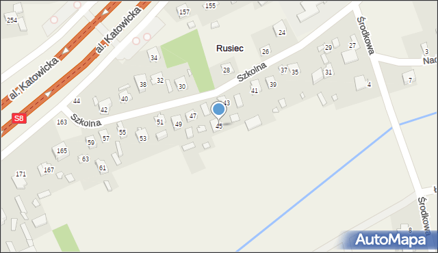 Rusiec, Szkolna, 45, mapa Rusiec