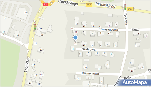 Ruszowice, Szafirowa, 12, mapa Ruszowice