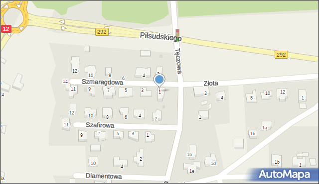 Ruszowice, Szmaragdowa, 1, mapa Ruszowice