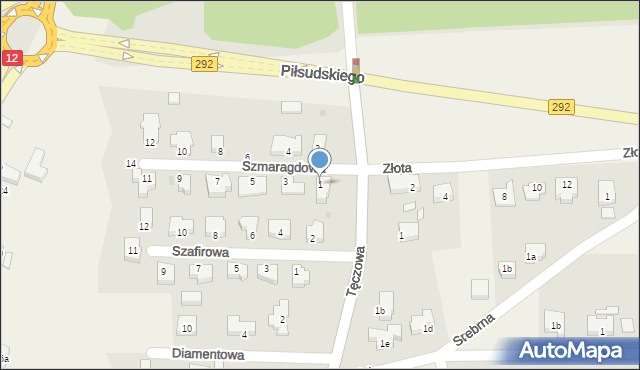 Ruszowice, Szmaragdowa, 1, mapa Ruszowice