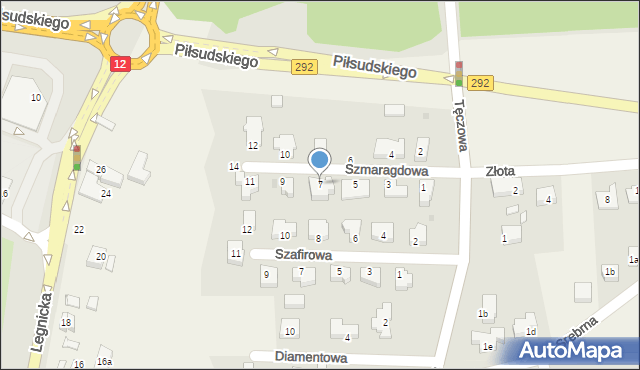 Ruszowice, Szmaragdowa, 7, mapa Ruszowice