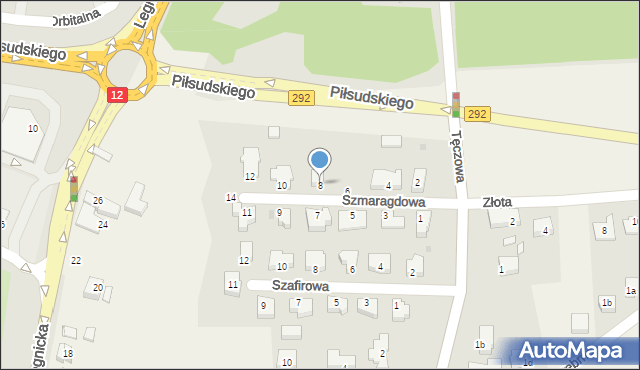 Ruszowice, Szmaragdowa, 8, mapa Ruszowice