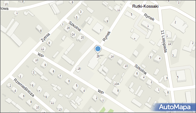 Rutki-Kossaki, Szkolna, 16, mapa Rutki-Kossaki