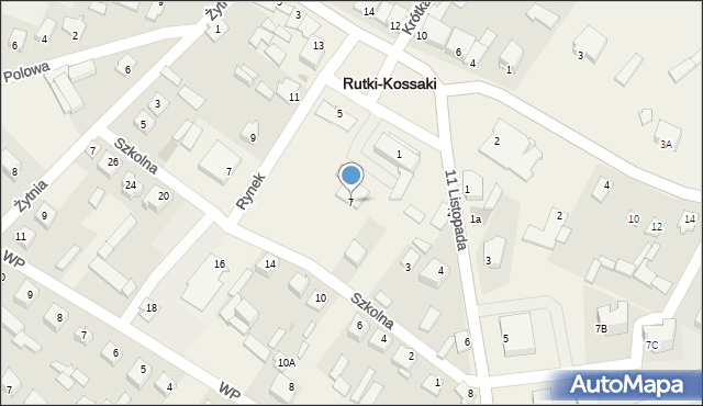 Rutki-Kossaki, Szkolna, 7, mapa Rutki-Kossaki