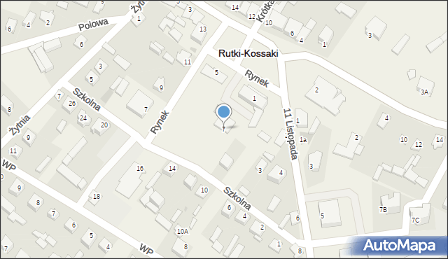 Rutki-Kossaki, Szkolna, 7, mapa Rutki-Kossaki