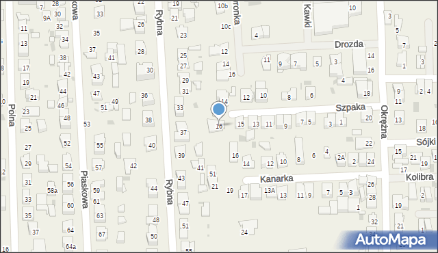 Rybie, Szpaka, 16, mapa Rybie