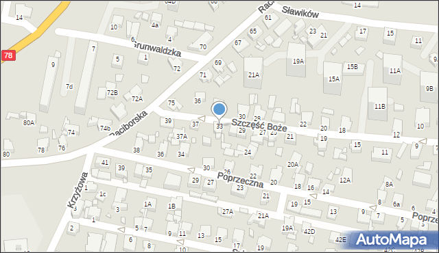 Rybnik, Szczęść Boże, 33, mapa Rybnika