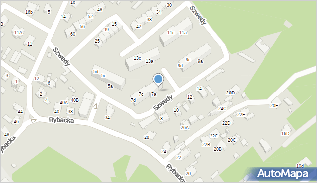 Rybnik, Szwedy Konrada, ks., 7b, mapa Rybnika