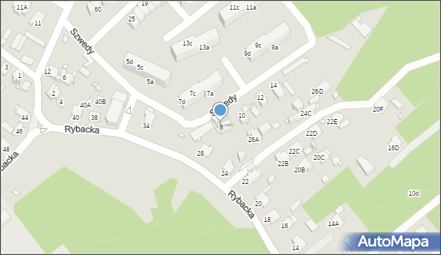 Rybnik, Szwedy Konrada, ks., 8, mapa Rybnika