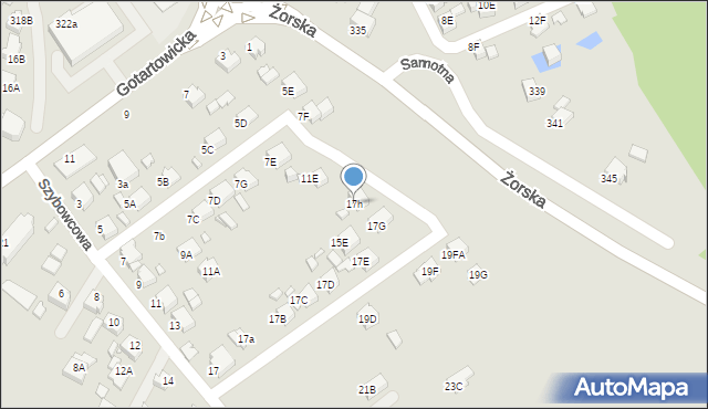 Rybnik, Szybowcowa, 17h, mapa Rybnika