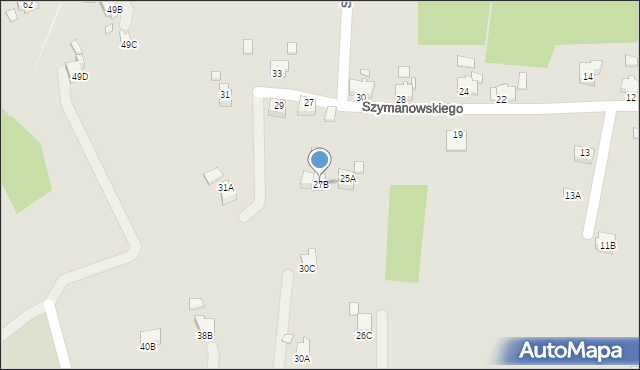 Rybnik, Szymanowskiego Karola, 27B, mapa Rybnika