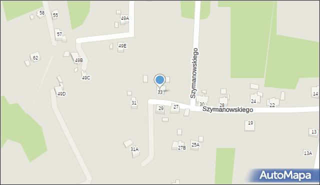 Rybnik, Szymanowskiego Karola, 33, mapa Rybnika