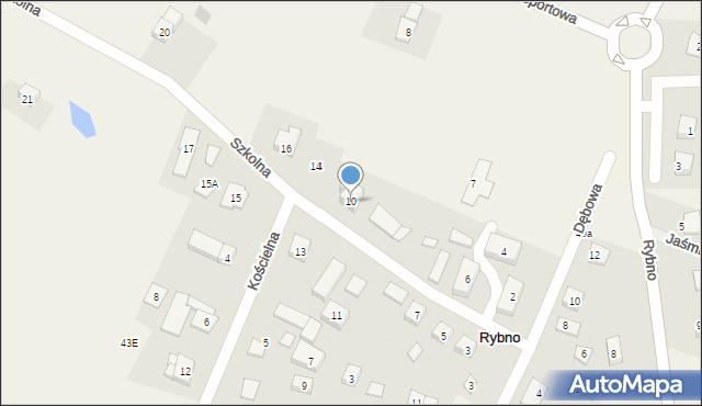 Rybno, Szkolna, 10, mapa Rybno