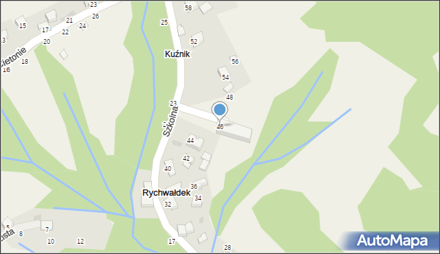 Rychwałdek, Szkolna, 46, mapa Rychwałdek