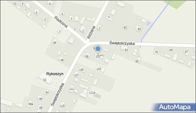 Rykoszyn, Szlachecka, 101, mapa Rykoszyn