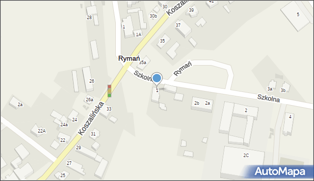 Rymań, Szkolna, 1, mapa Rymań