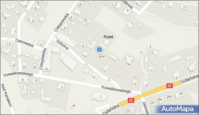 Rytel, Szkolna, 3, mapa Rytel